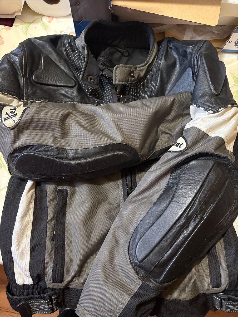 Element Men's Black & Gray Motorcycle Leather-Textile Jacket